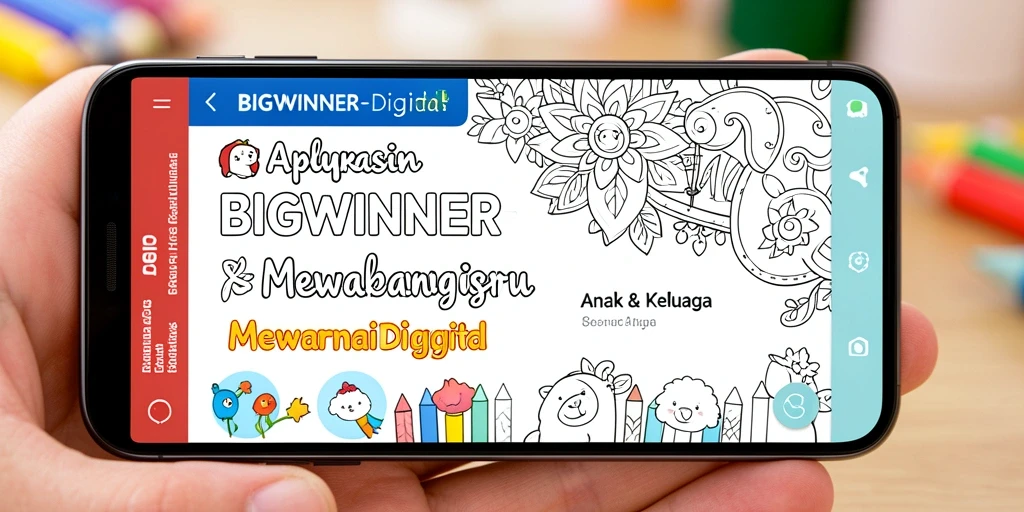 Tampilan antarmuka pengguna BIGWINNER yang menarik dengan berbagai alat mewarnai.