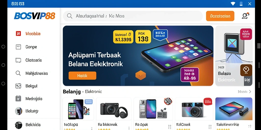 Antarmuka BOSVIP88 dengan kategori produk elektronik yang terorganisir.