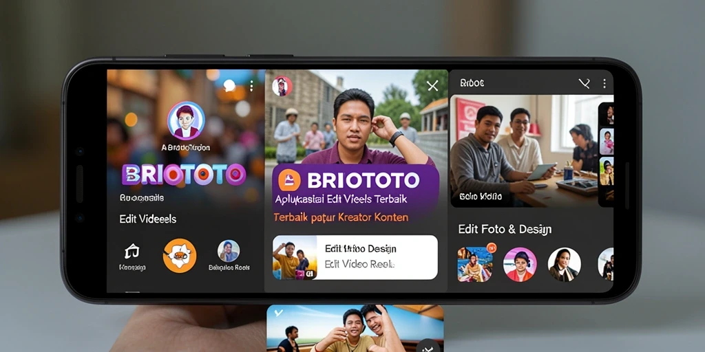 Antarmuka BRIOTOTO yang sederhana untuk edit video reels.