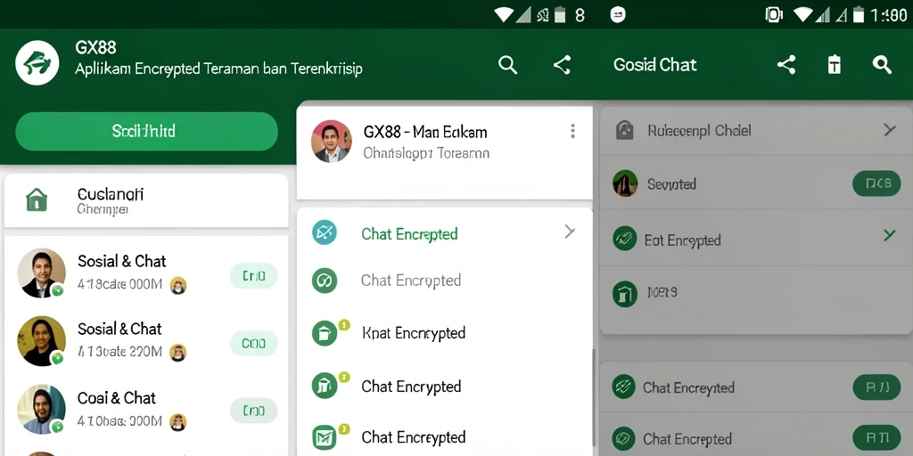 Antarmuka pengguna GX88 yang modern dan intuitif untuk chatting aman.
