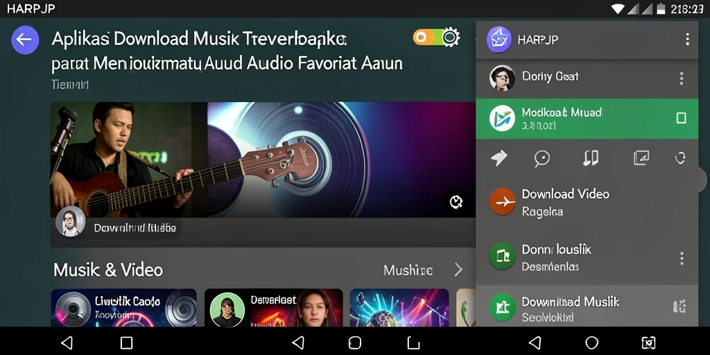 Tampilan antarmuka utama HARAPJP untuk mengunduh musik dengan mudah.