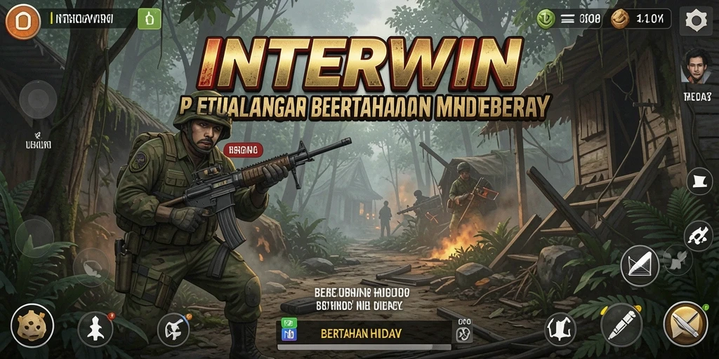 Tampilan antarmuka permainan INTERWIN menunjukkan grafis yang memukau di dunia bertahan hidup.